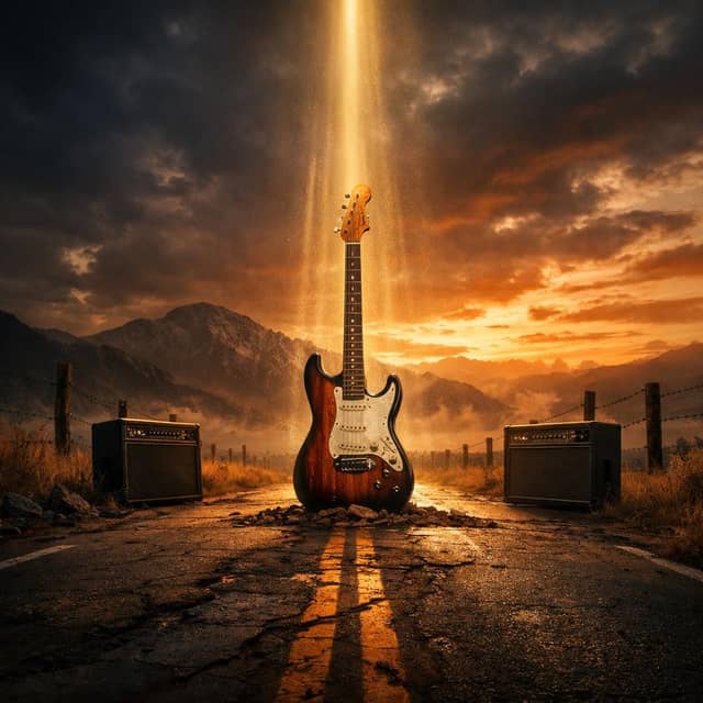 Modern country rock with emotional edge. Gritty electric guitar, steady drums, and deep bass. Subtle